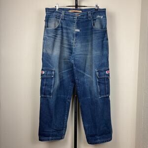 Vintage JNCO Style Loco Street Whiskered Baggy Skater Sz 38 Y2K Jeans